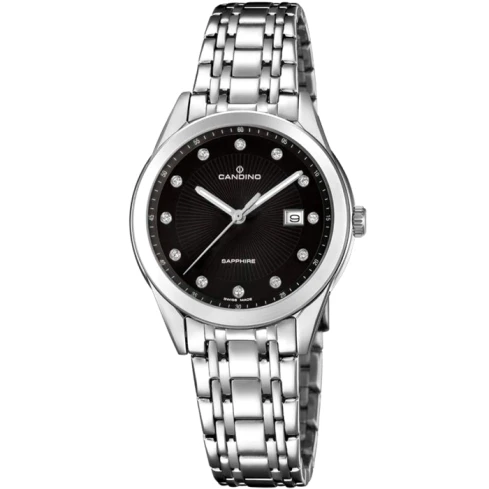 Дамски ръчен часовник с кварцов механизъм - корпус от Стомана - Стоманена верижка - цвят Черен Сив