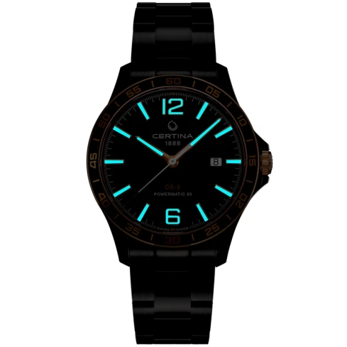 Мъжки ръчен часовник с автоматичен механизъм - корпус от Стомана и алуминий - Стоманена верижка - цвят Черен Черен