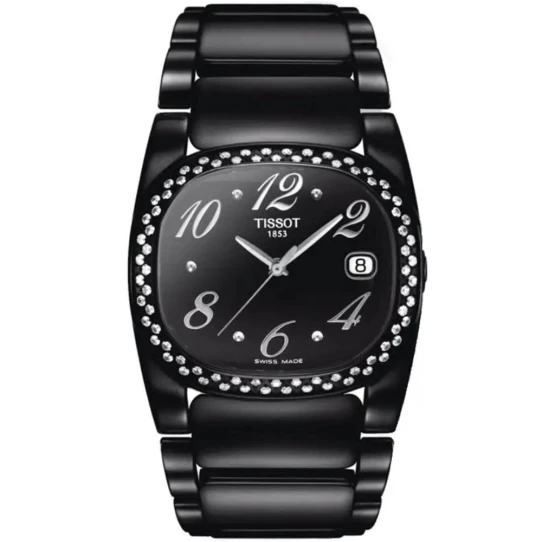 Дамски ръчен часовник с кварцов механизъм - корпус от Стомана - Стоманена верижка - цвят Черен Черен