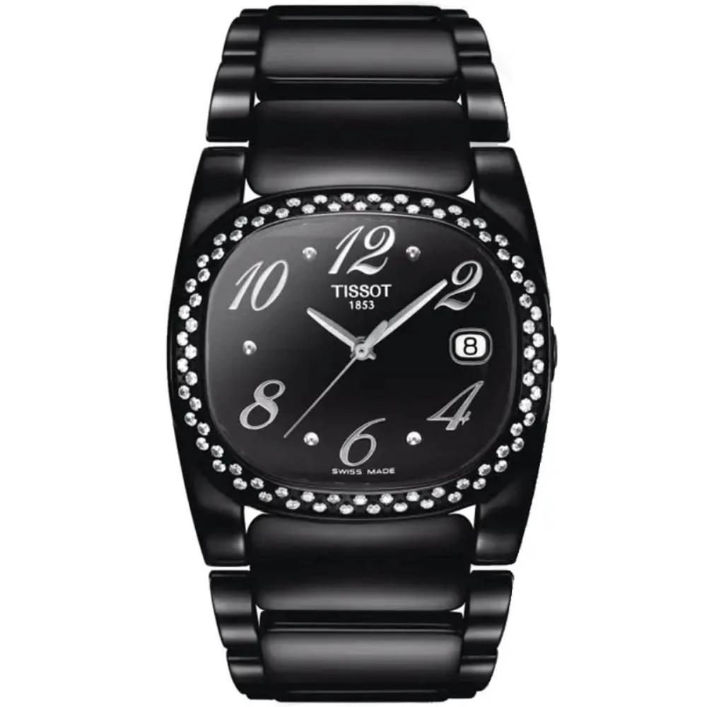 Дамски ръчен часовник с кварцов механизъм - корпус от Стомана - Стоманена верижка - цвят Черен Черен