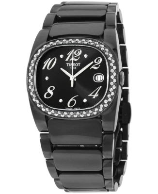 Дамски ръчен часовник с кварцов механизъм - корпус от Стомана - Стоманена верижка - цвят Черен Черен