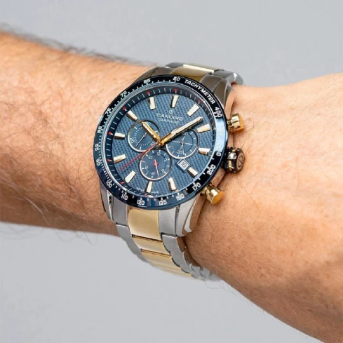 Мъжки ръчен часовник с кварцов механизъм - корпус от Стомана - Стоманена верижка - цвят Син