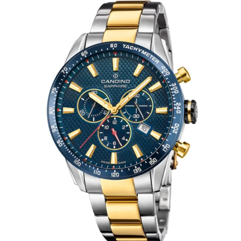 Мъжки ръчен часовник с кварцов механизъм - корпус от Стомана - Стоманена верижка - цвят Син