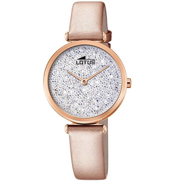 Дамски ръчен часовник с кварцов механизъм - корпус от Стомана - Естествена кожа - цвят Бял Розов