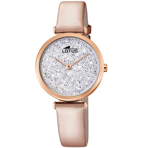 Дамски ръчен часовник с кварцов механизъм - корпус от Стомана - Естествена кожа - цвят Бял Розов