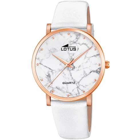 Дамски ръчен часовник с кварцов механизъм - корпус от Стомана - Естествена кожа - цвят Бял Бял