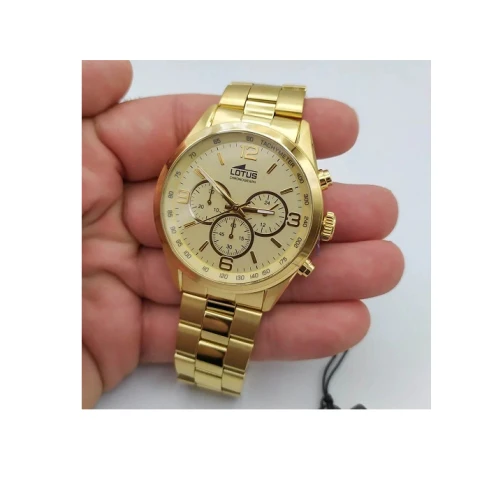 Мъжки ръчен часовник с кварцов механизъм - корпус от Стомана и злато 18К - Златна верижка - цвят Злато