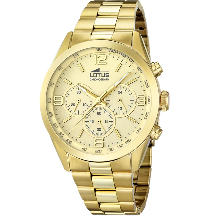 Мъжки ръчен часовник с кварцов механизъм - корпус от Стомана и злато 18К - Златна верижка - цвят Злато