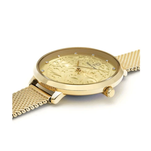 Дамски ръчен часовник с кварцов механизъм - корпус от Стомана - Меш - цвят Шампанско Злато