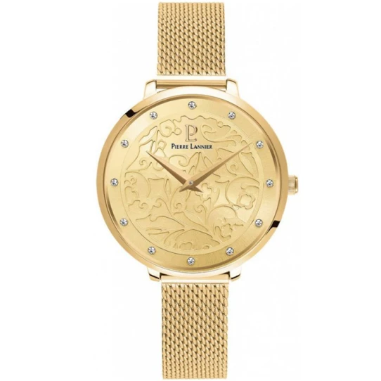 Дамски ръчен часовник с кварцов механизъм - корпус от Стомана - Меш - цвят Шампанско Злато