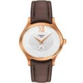 Дамски ръчен часовник с кварцов механизъм - корпус от Стомана - Естествена кожа - цвят Бял Кафяв