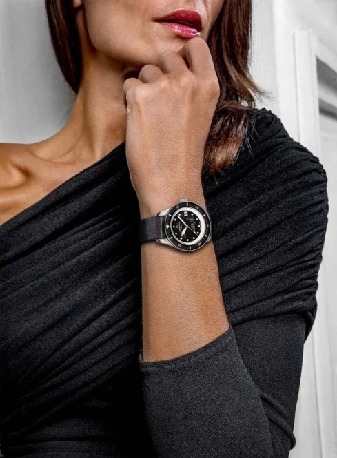 Мъжки ръчен часовник с автоматичен механизъм - корпус от Стомана - Синтетична кожа - цвят Седеф Черен