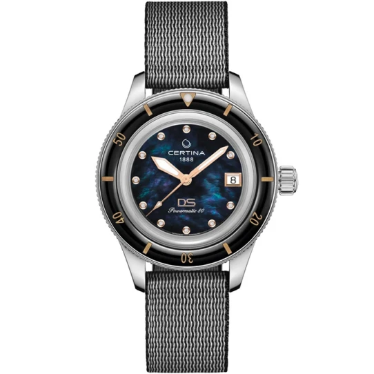 Мъжки ръчен часовник с автоматичен механизъм - корпус от Стомана - Синтетична кожа - цвят Седеф Черен