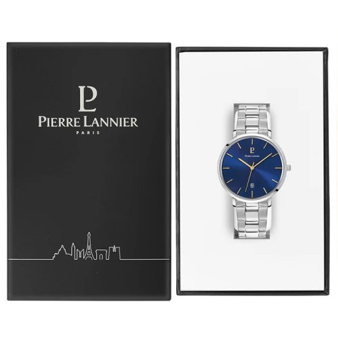 Мъжки ръчен часовник с кварцов механизъм - корпус от Стомана - Стоманена верижка - цвят Син Сив