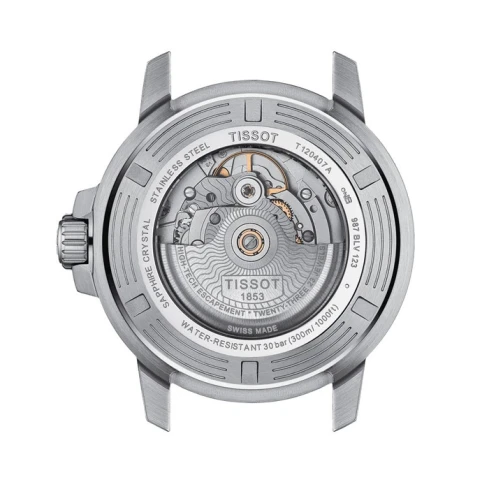 Мъжки ръчен часовник с автоматичен механизъм - корпус от Стомана и керамика - Стоманена верижка - цвят Син Сив