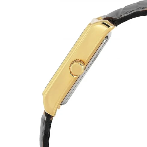 Дамски ръчен часовник с кварцов механизъм - корпус от Стомана - Естествена кожа - цвят Сребрист Кафяв