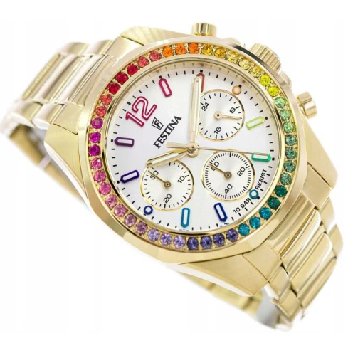 Мъжки ръчен часовник с кварцов механизъм - корпус от Стомана - Стоманена верижка - цвят Седеф Злато