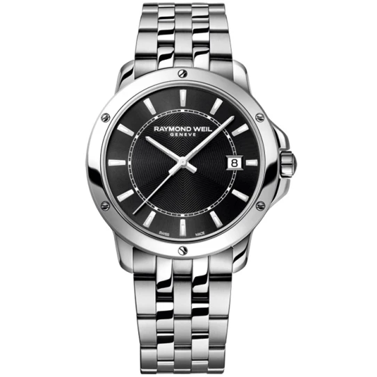 Мъжки ръчен часовник с кварцов механизъм - корпус от Стомана - Стоманена верижка - цвят Черен Сив