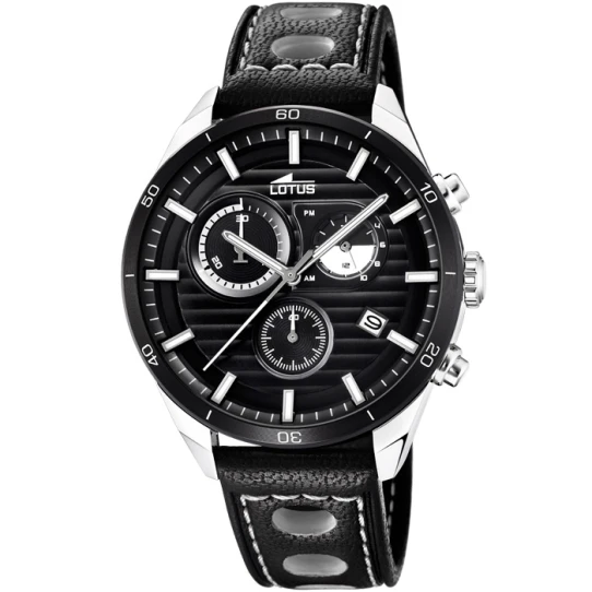 Мъжки ръчен часовник с кварцов механизъм - корпус от Стомана - Естествена кожа - цвят Черен Бял