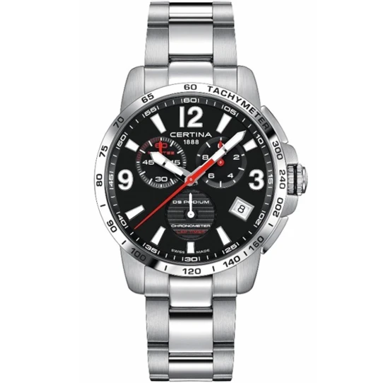 Мъжки ръчен часовник с кварцов механизъм - корпус от Стомана - Стоманена верижка - цвят Черен Сив