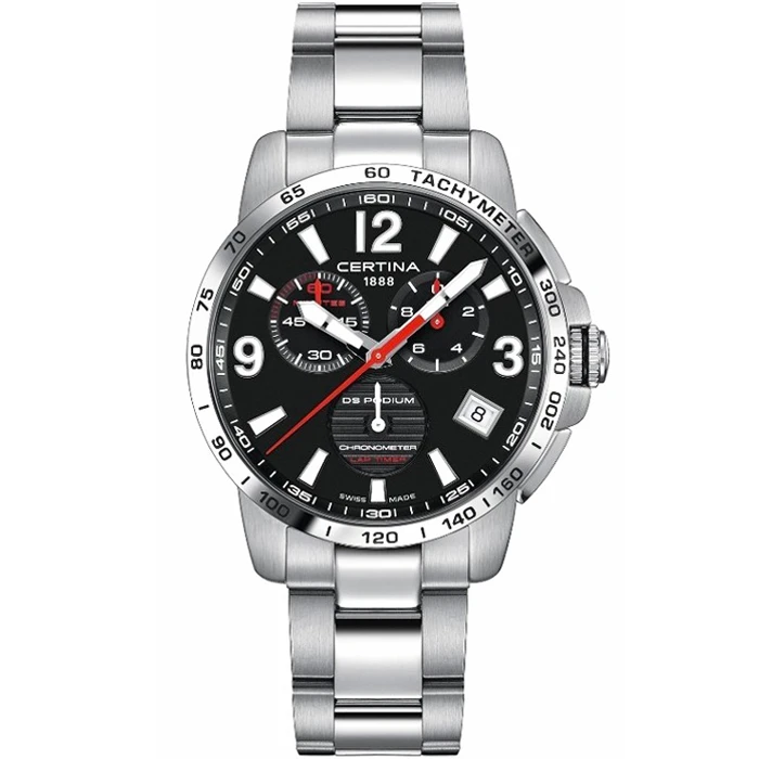 Мъжки ръчен часовник с кварцов механизъм - корпус от Стомана - Стоманена верижка - цвят Черен Сив