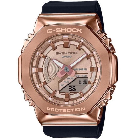 Casio GM-S2100PG-1A4ER G-Shock - Дамски ръчен часовник с кварцов механизъм - корпус от Стомана - Полимер - цвят Розово Злато Черен