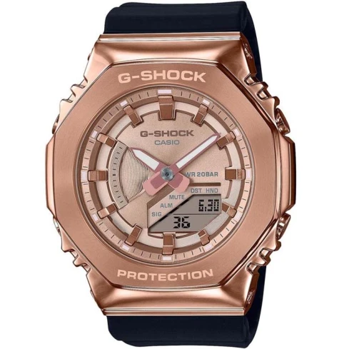 Casio GM-S2100PG-1A4ER G-Shock - Дамски ръчен часовник с кварцов механизъм - корпус от Стомана - Полимер - цвят Розово Злато Черен
