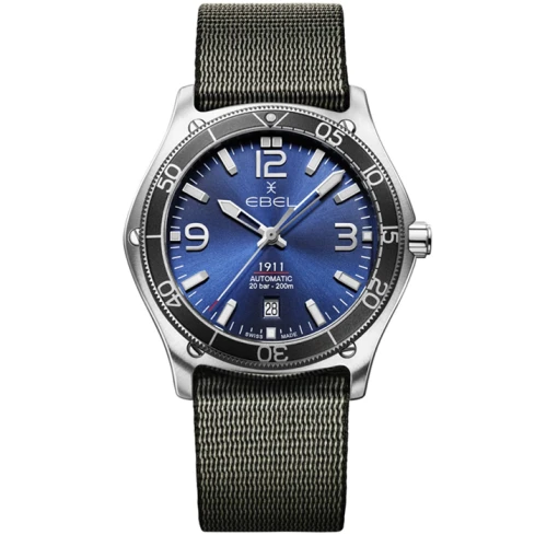 Ebel 1216587 1911 - Мъжки ръчен часовник с автоматичен механизъм - корпус от Стомана и алуминий - Стоманена верижка - цвят Син Сив