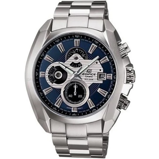 Casio EF-548D-2AVDF Edifice - Мъжки ръчен часовник с кварцов механизъм - корпус от Стомана - Стоманена верижка - цвят Син Сив
