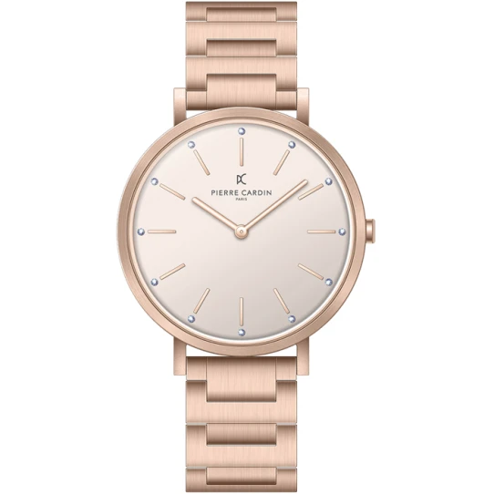 Pierre Cardin CBV.1118 Belleville Glam - Дамски ръчен часовник с кварцов механизъм - корпус от Стомана - Стоманена верижка - цвят Розов Розово Злато