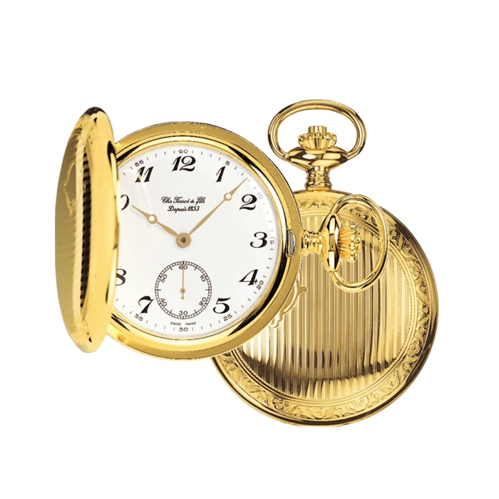 Унисекс ръчен часовник с механичен с ръчно навиване механизъм - корпус от Месинг - цвят Бял Злато