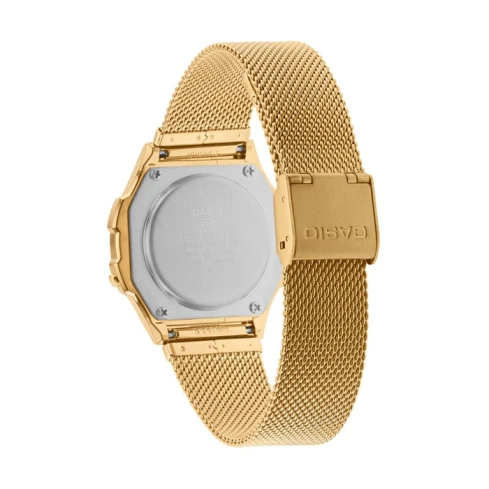 Дамски ръчен часовник с кварцов механизъм - корпус от Полимер - Меш - цвят Шампанско Злато