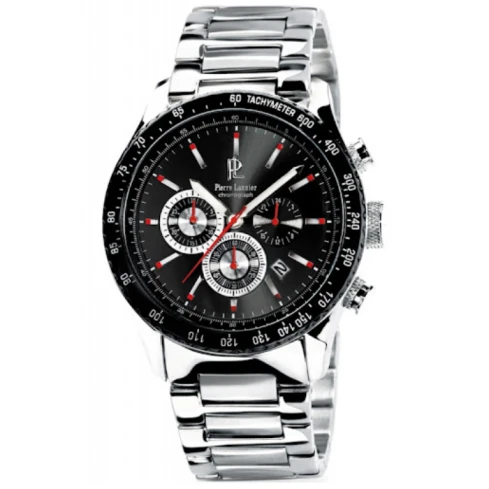 Мъжки ръчен часовник с кварцов механизъм - корпус от Стомана - Стоманена верижка - цвят Черен Сив