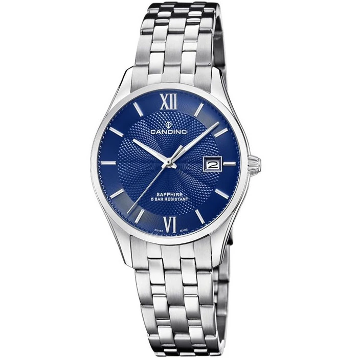 Дамски ръчен часовник с кварцов механизъм - корпус от Стомана - Стоманена верижка - цвят Син Сив