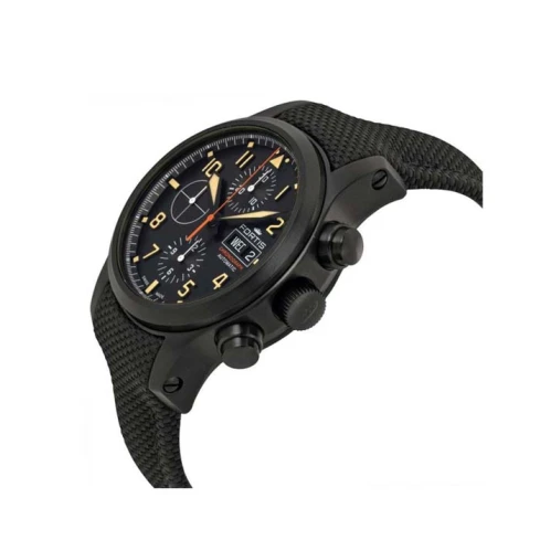 Мъжки ръчен часовник с автоматичен механизъм - корпус от Стомана - Текстил и естествена кожа - цвят Черен Черен