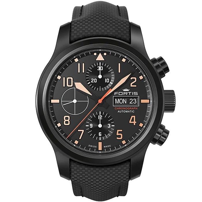 Мъжки ръчен часовник с автоматичен механизъм - корпус от Стомана - Текстил и естествена кожа - цвят Черен Черен