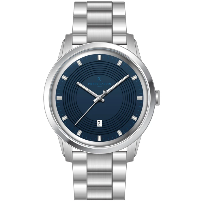 Мъжки ръчен часовник с кварцов механизъм - корпус от Стомана - Стоманена верижка - цвят Син Сив