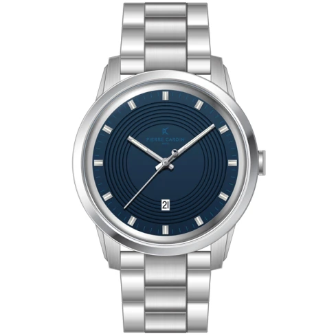 Мъжки ръчен часовник с кварцов механизъм - корпус от Стомана - Стоманена верижка - цвят Син Сив