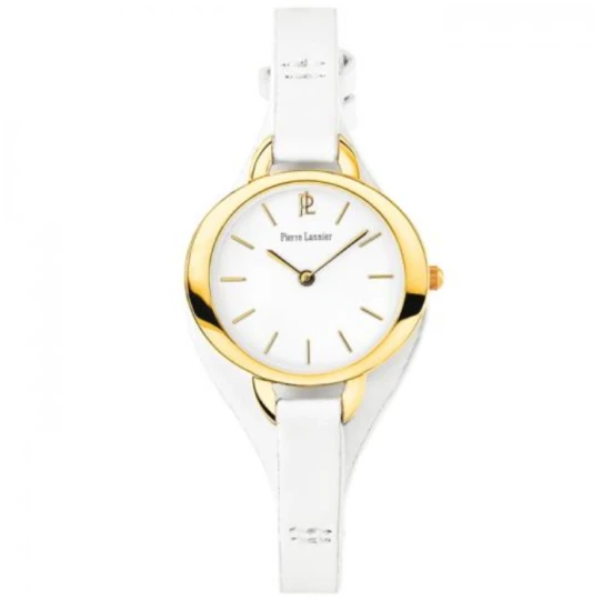 Дамски ръчен часовник с кварцов механизъм - корпус от Стомана - Естествена кожа - цвят Бял Бял