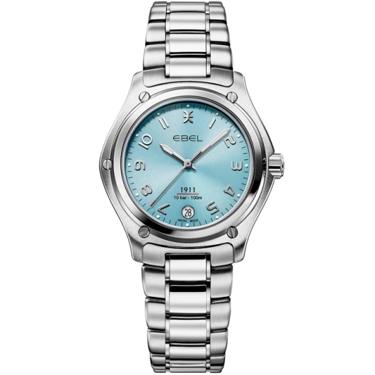 Дамски ръчен часовник с кварцов механизъм - корпус от Стомана - Стоманена верижка - цвят Син Сив