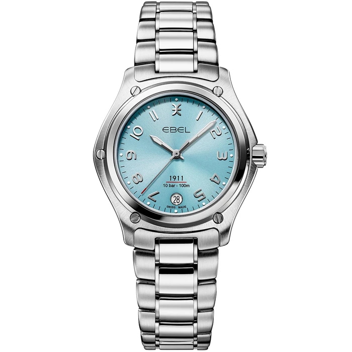 Дамски ръчен часовник с кварцов механизъм - корпус от Стомана - Стоманена верижка - цвят Син Сив