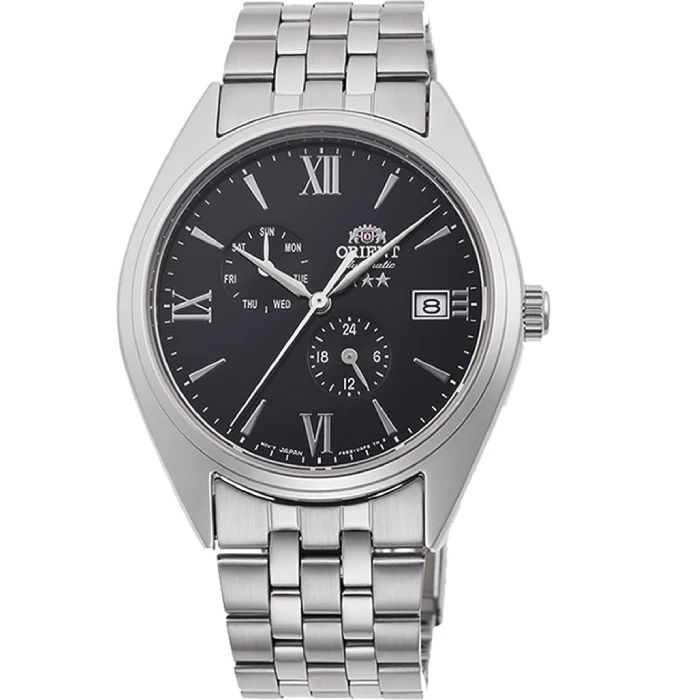 Мъжки ръчен часовник с автоматичен механизъм - корпус от Стомана - Стоманена верижка - цвят Черен