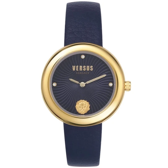 Дамски ръчен часовник с кварцов механизъм - корпус от Стомана - Синтетична кожа - цвят Син Син