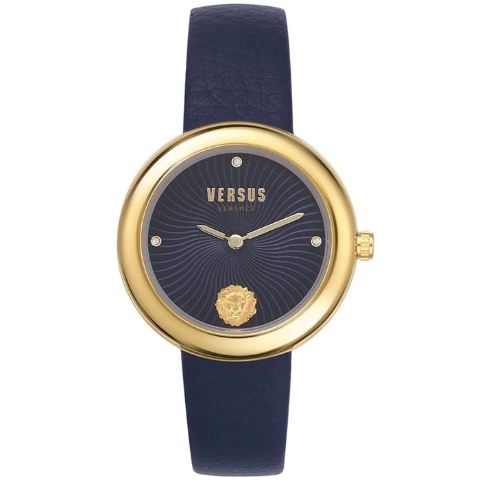 Дамски ръчен часовник с кварцов механизъм - корпус от Стомана - Синтетична кожа - цвят Син Син