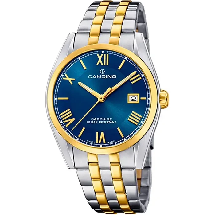 Мъжки ръчен часовник с кварцов механизъм - корпус от Стомана - Стоманена верижка - цвят Син Сив