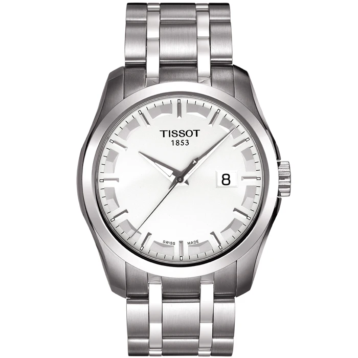 Мъжки ръчен часовник с кварцов механизъм - корпус от Стомана - Стоманена верижка - цвят Бял Сив