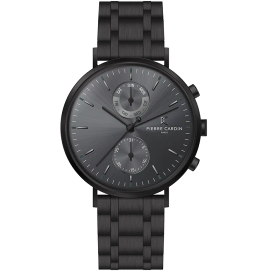 Мъжки ръчен часовник с кварцов механизъм - корпус от Стомана - Стоманена верижка - цвят Черен Черен