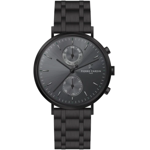 Мъжки ръчен часовник с кварцов механизъм - корпус от Стомана - Стоманена верижка - цвят Черен Черен