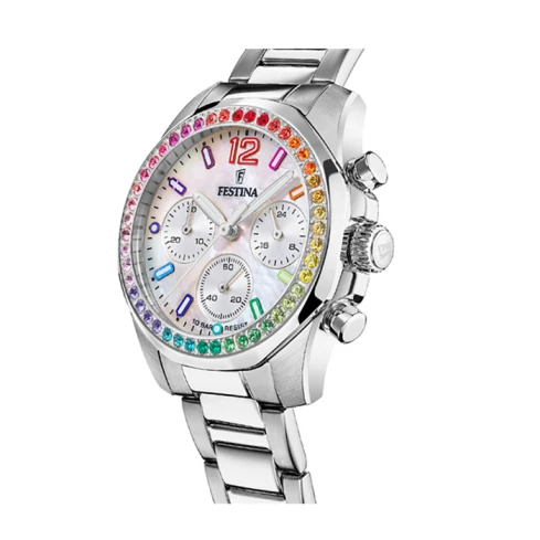 Дамски ръчен часовник с кварцов механизъм - корпус от Стомана - Стоманена верижка - цвят Седеф Сив