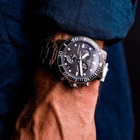 Tissot T120.417.11.051.00 Seastar 1000 - Мъжки ръчен часовник с кварцов механизъм - корпус от Стомана и алуминий - Стоманена верижка - цвят Черен Сив
